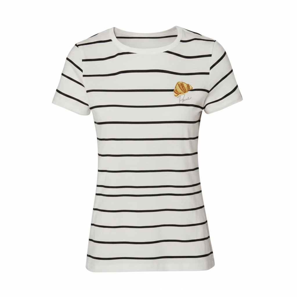 Emily in Paris Netflix Women's Striped Croissant T-Shirt