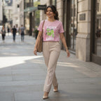 DECJUBA Baby Pink Graphic T-Shirt with Margarita Slogan
