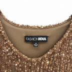 Fashion Nova Gold Sequined Cami Maxi Dress - Women's S