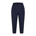 Women's Navy Floral Jacquard High-Waist Tailonavy blue Trousers
