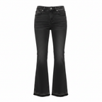 ZEO PLUS Women's Black Acid Wash Flared Leg Jeans