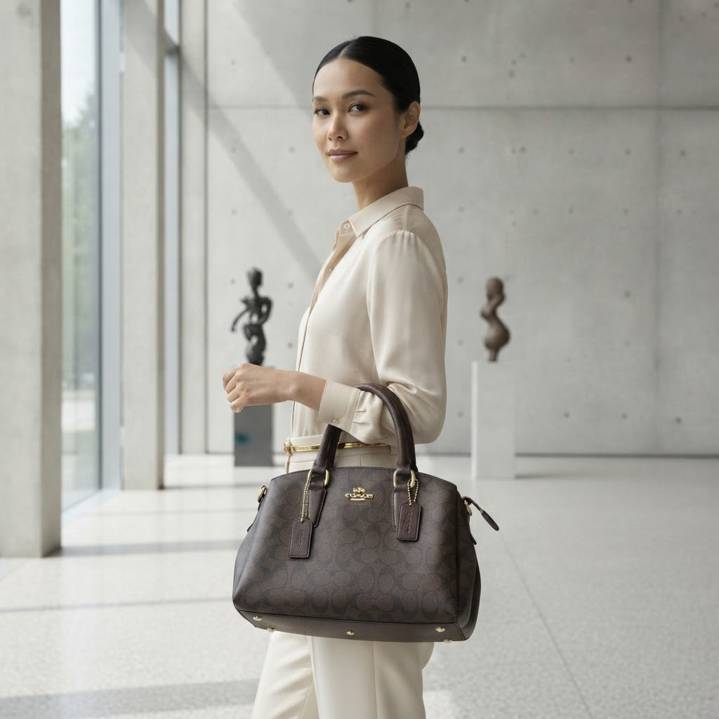 COACH NEW YORK Coach Signature Monogram Brown Satchel