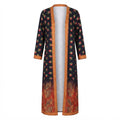 Women's Black Long Floral and Paisley Open-Front Dress