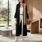 Women's Black Open-Front Abaya with Bell Sleeves