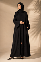Elegant Black Beaded Polyester Abaya