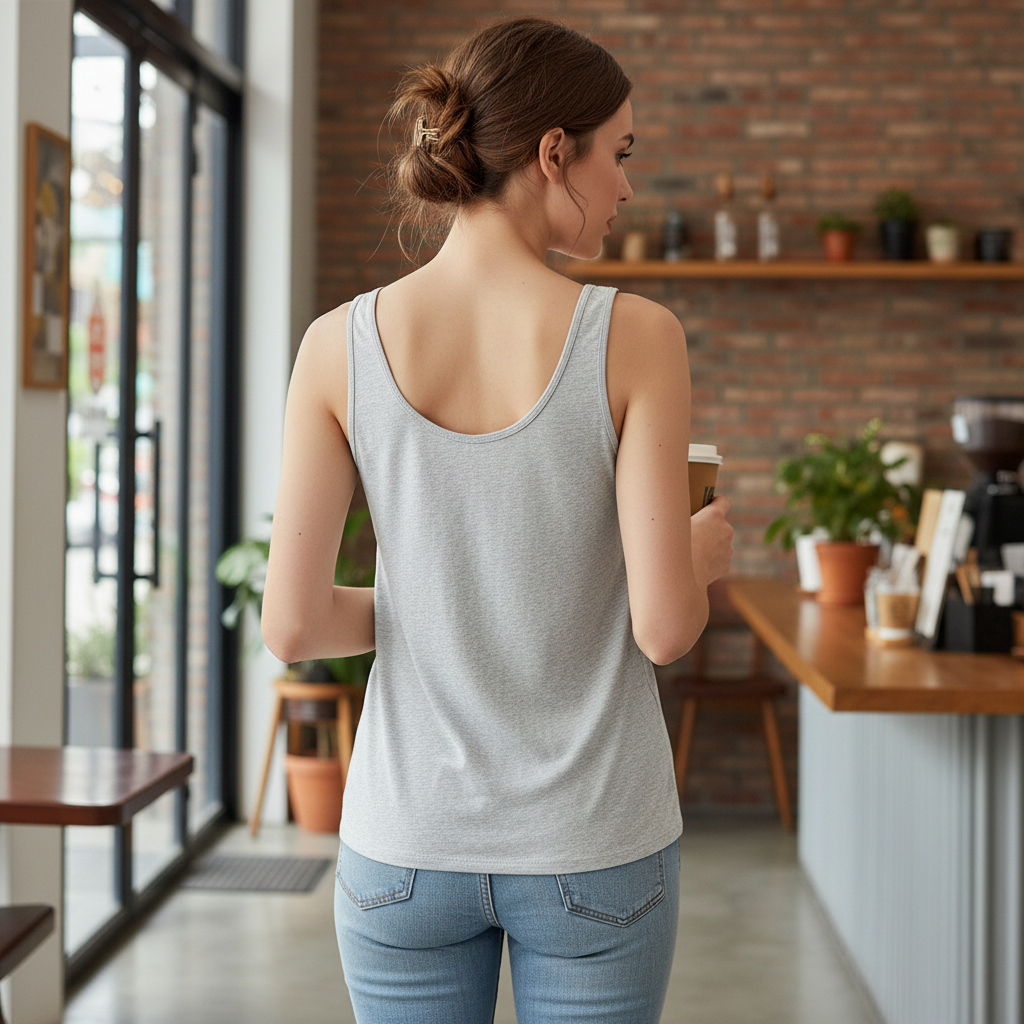 Women's Grey Marl Plus Size Scoop Neck Jersey Top