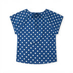 Women's Royal Blue Polka Dot Peasant Blouse