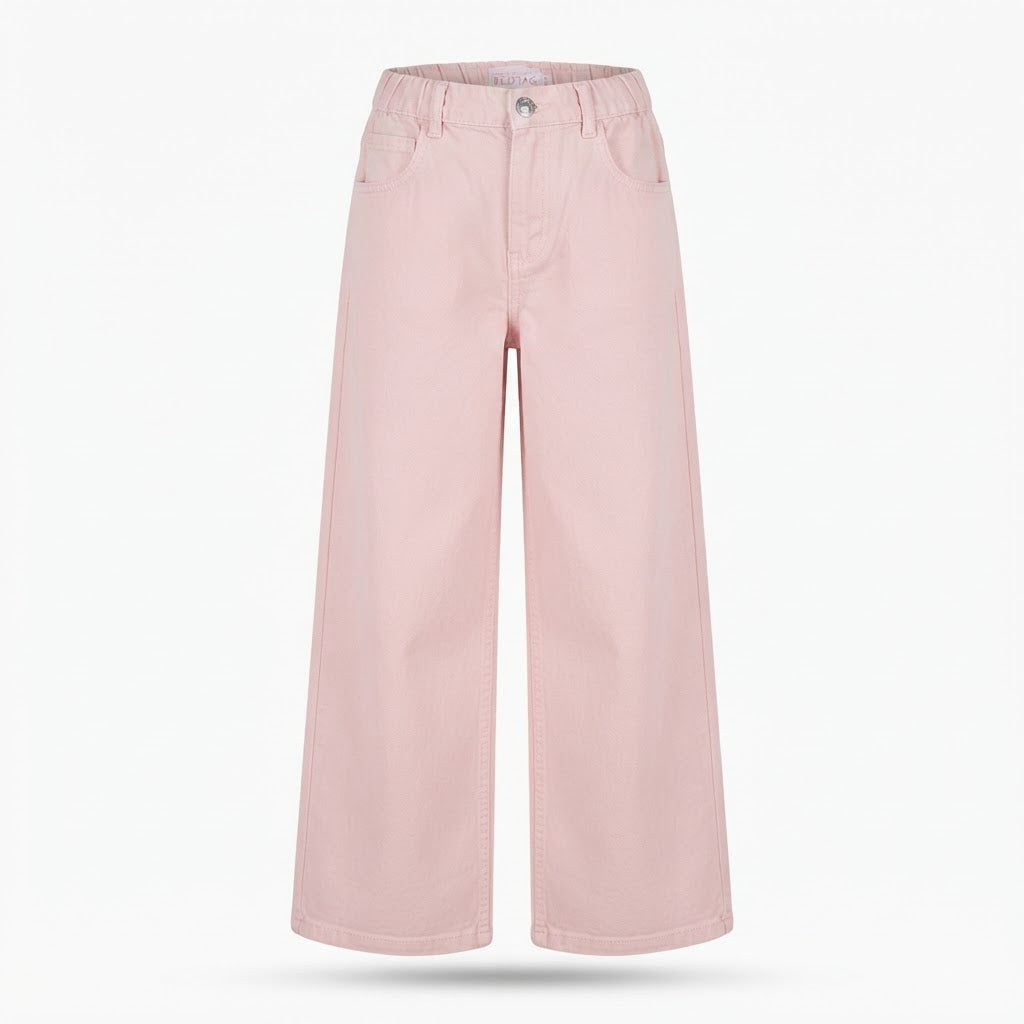 [WearU Generated:merch_ghost] Redtag Light Pink Cotton Denim Wide-Leg Pants – ghost front view