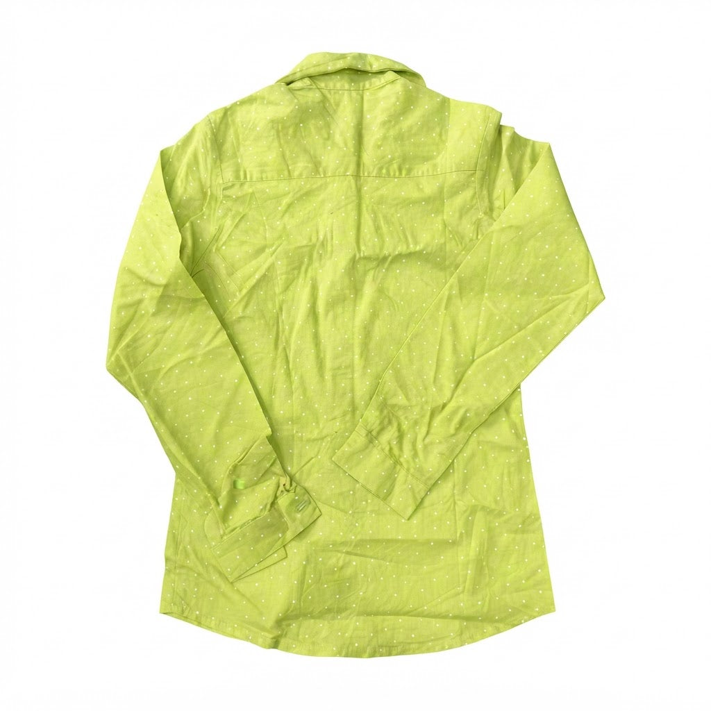 Women's Lime Green Polka Dot Button-Down Shirt