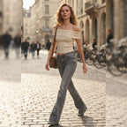 Bershka Grey Bootcut Jeans with Y2K Flap Pockets