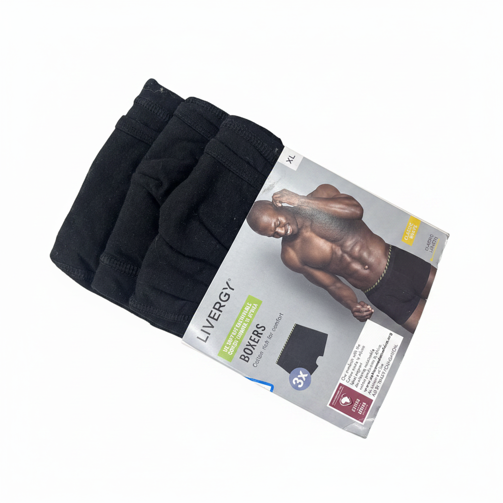 Livergy Men's Cotton Boxer Shorts - Black