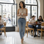 Lindex White Floral Lace Ruffle High Neck Top