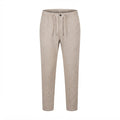 Men's Beige Linen Relaxed Drawstring Trousers