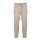 Men's Beige Linen Relaxed Drawstring Trousers