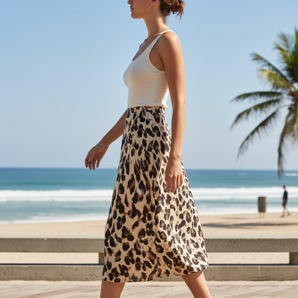EMERY ROSE Women's Leopard Print Wrap Midi Skirt