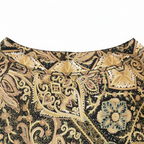 Women's Brown Ornamental Print A-Line Midi Skirt