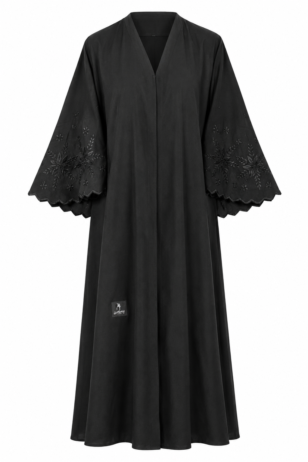 Black Embroidered Open Front Abaya - Size 54