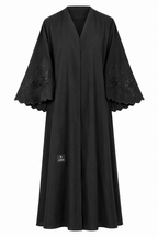Black Embroidered Open Front Abaya - Size 54