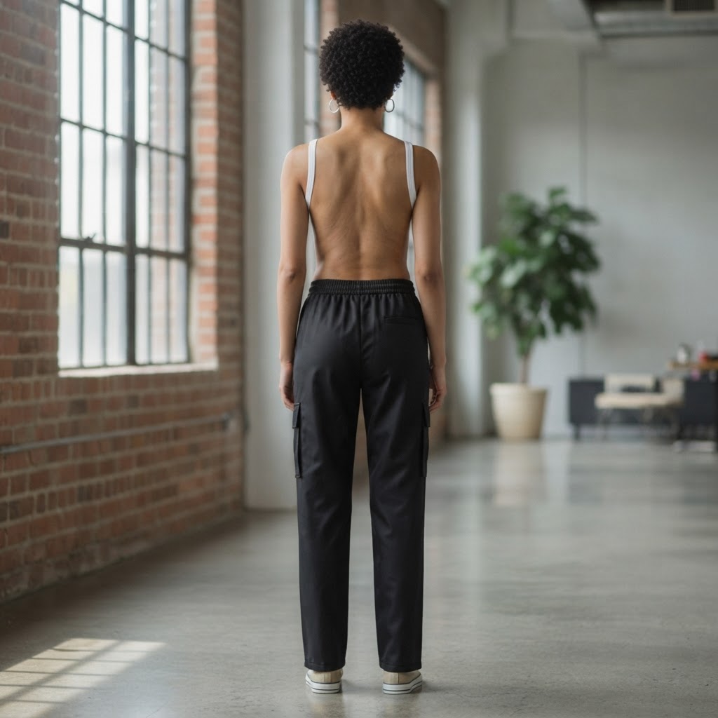 FORZA Black Relaxed Fit Cargo Trousers with Drawstring Waist