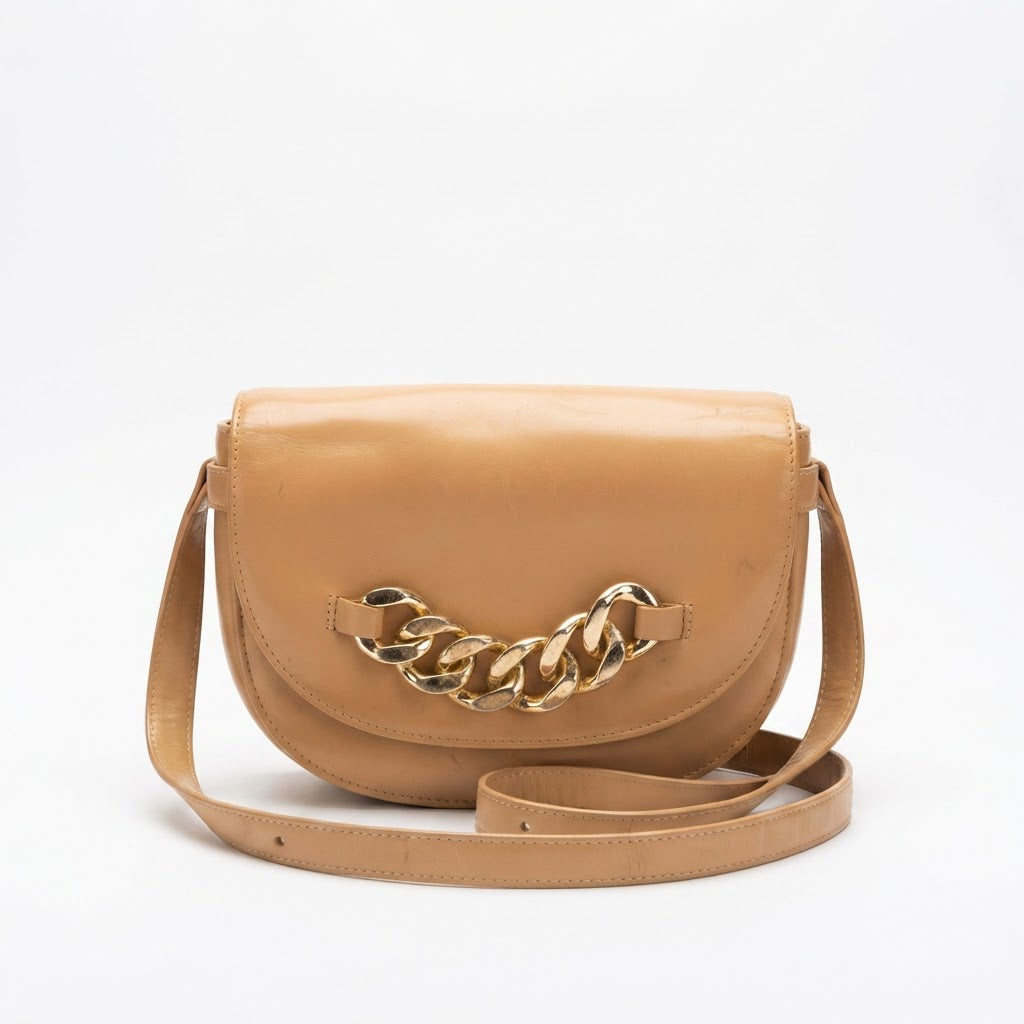 Beverly Hills Polo Club Tan Chain Saddle Bag