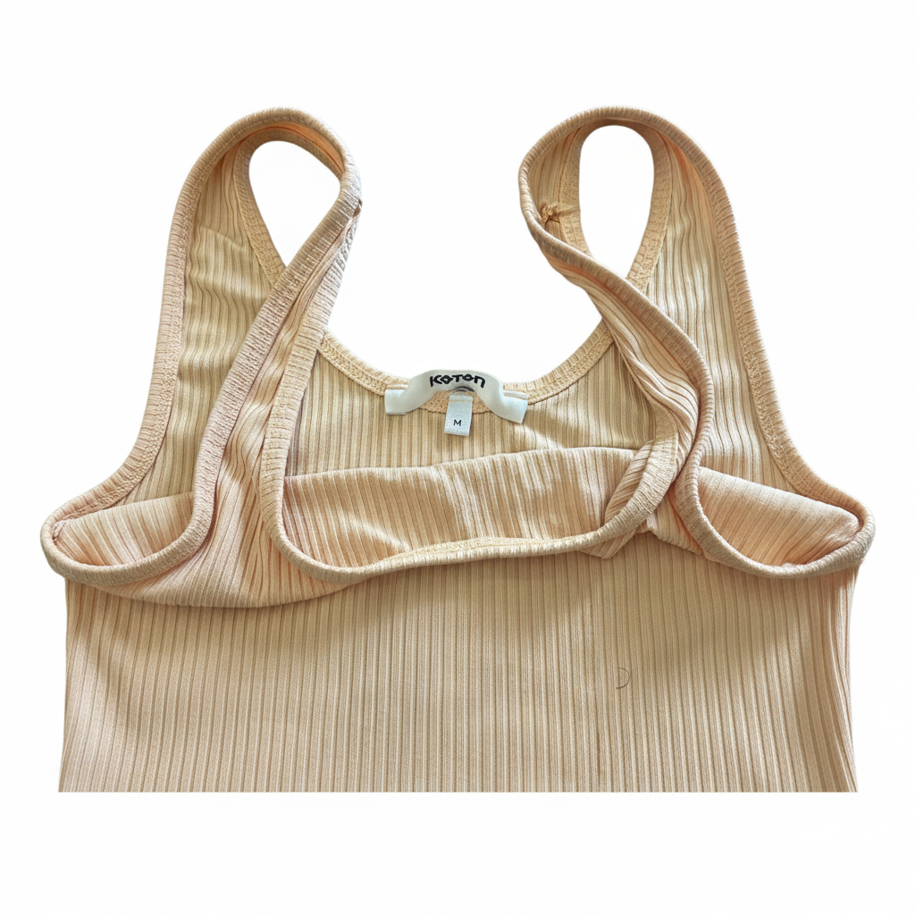 Women's Ribbed Peach Scoop Neck Crop Tank Top