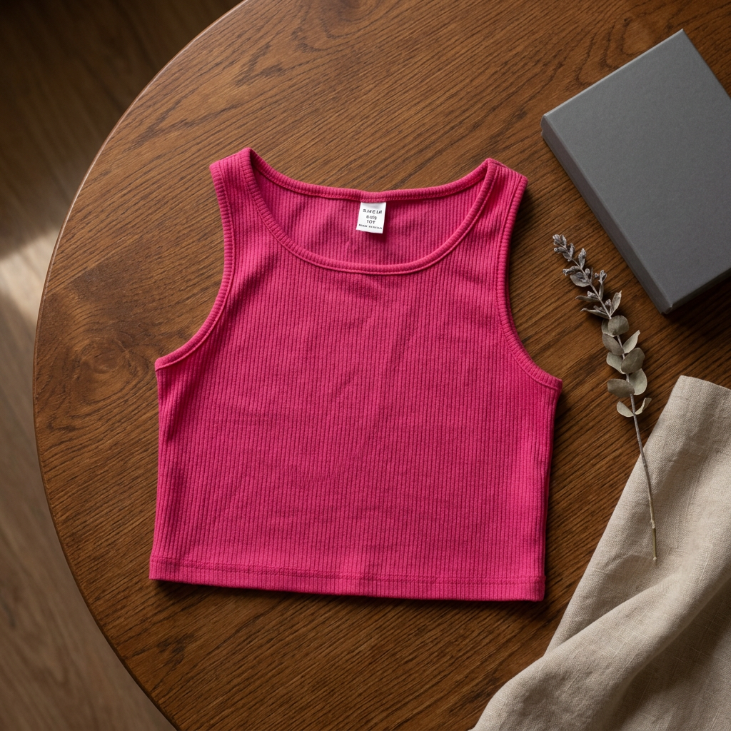 SHEIN Hot Pink Ribbed Sleeveless Crop Top for Girls