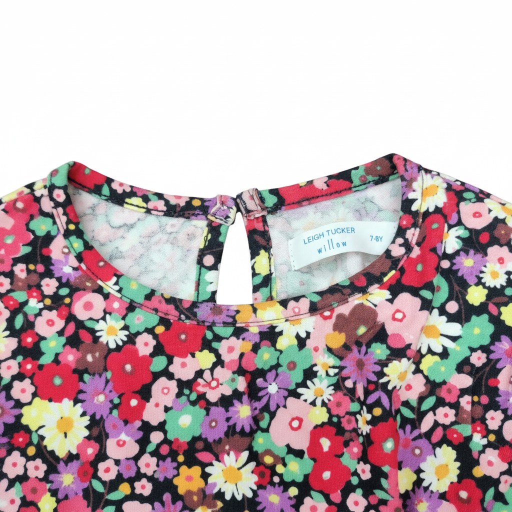Leigh Tucker Willow Girls Floral Ruffle Dress Size 7-8Y