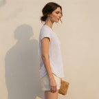 B Collection Lavender Space-Dye Henley T-Shirt with Cap Slee