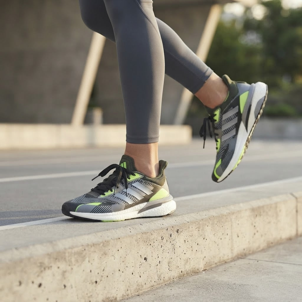 adidas Adidas Grey & Neon Mesh Running Sneakers