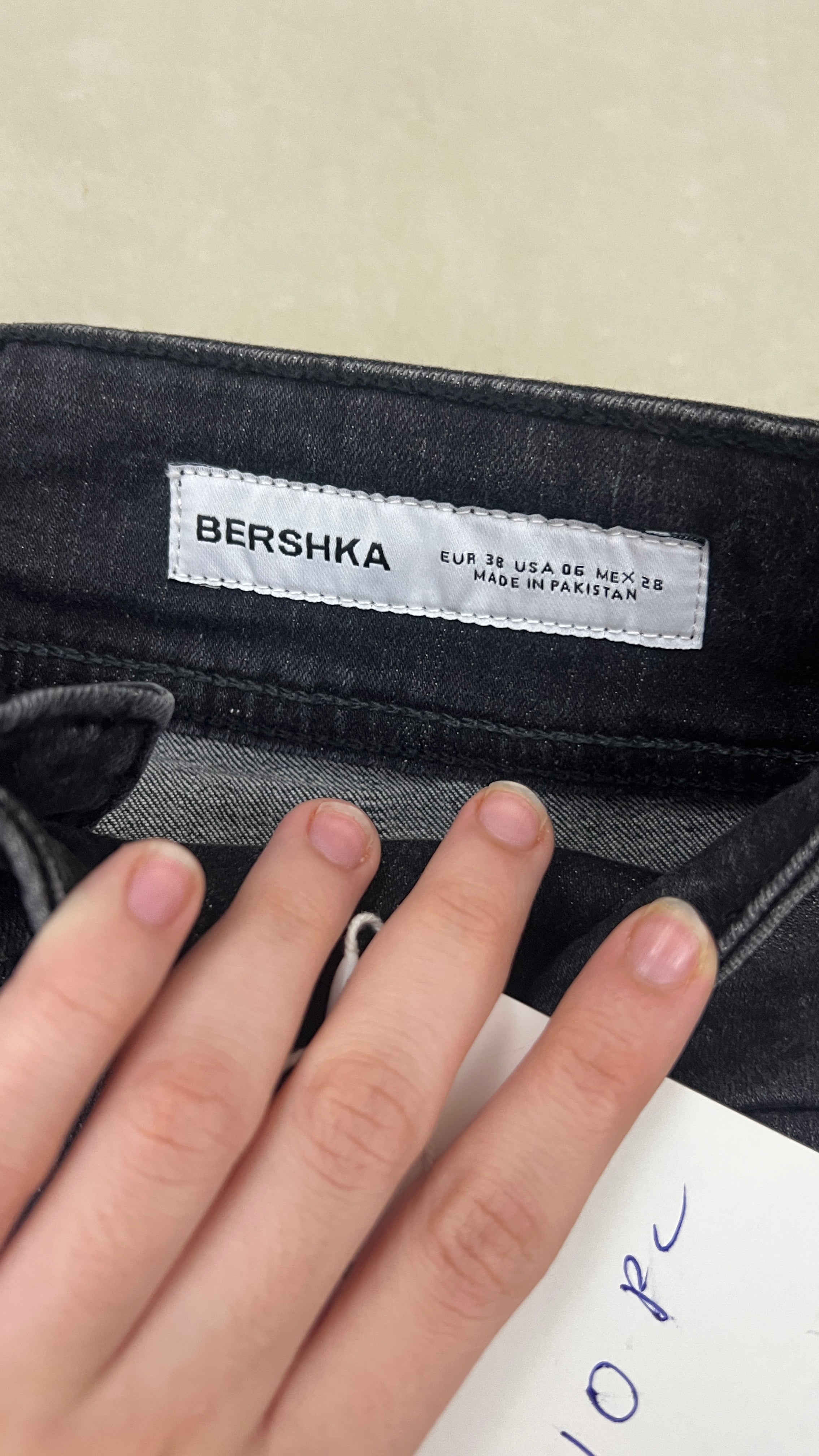 Bershka Washed Black Flared Denim Jeans with Chevron Back Po