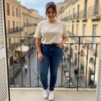 Women's Oversized Beige Cotton Jersey T-Shirt