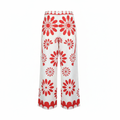 Women's Red Floral Print Wide Leg Pants - Size L