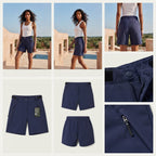 Navy Blue Performance Hiking Shorts with Adjustable Waist