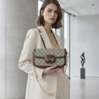GUCCI 650833 Monogram Small Flap Shoulder Bag with Horsebit