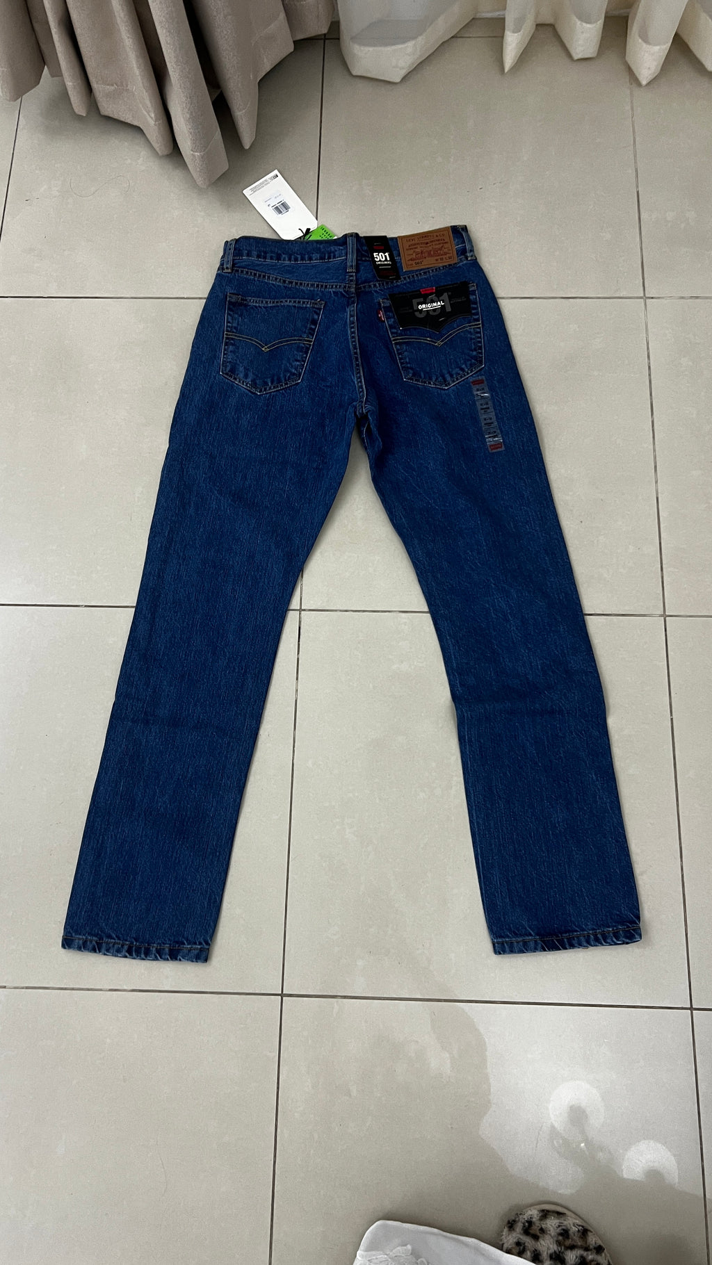 Levi's Deep Indigo Straight Leg Jeans with Signature Button