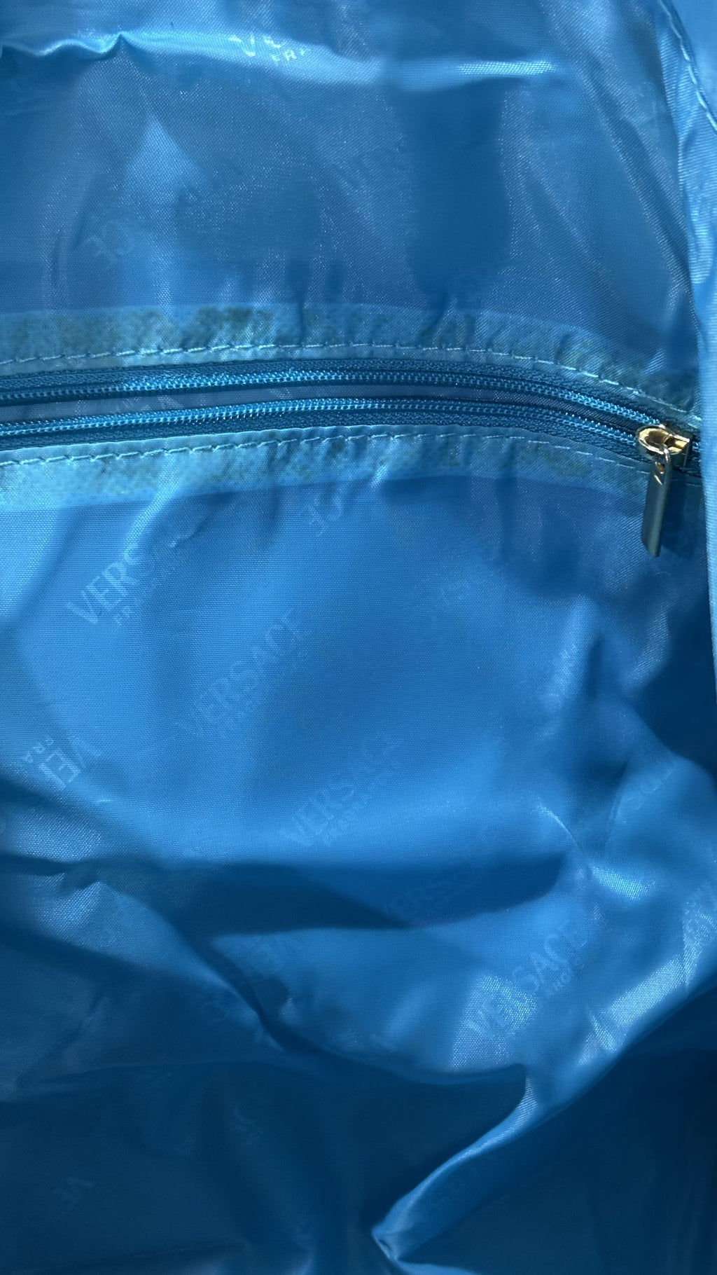 VERSACE parfums Large Black Nylon Shoulder Tote with Gold Pl