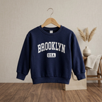 SHEIN Navy Blue Kids Brooklyn USA Graphic Crewneck Sweatshir