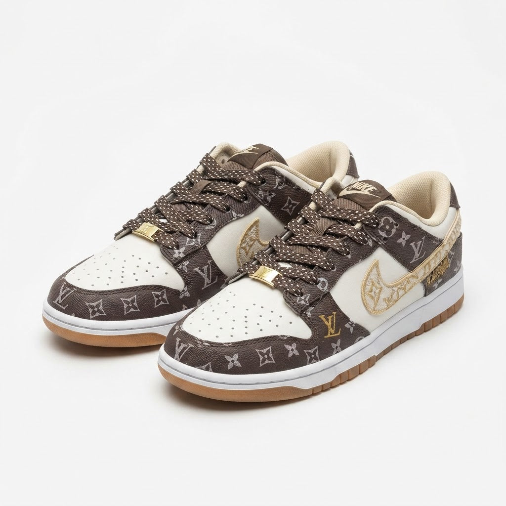 Brown Monogram Low-Top Lifestyle Sneakers