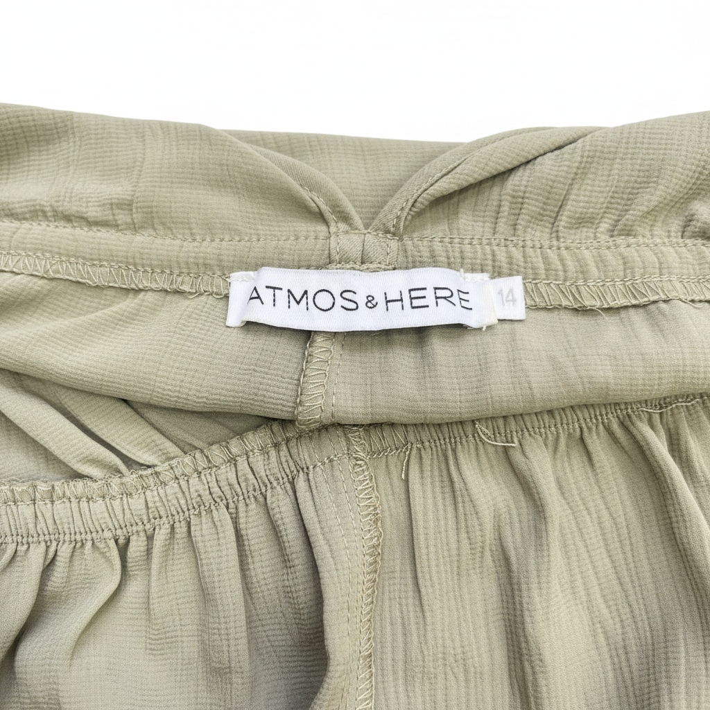 Atmos & Here Sage Green V-Neck Wide Leg Jumpsuit
