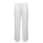 Women's White Wide-Leg Drawstring Lounge Trousers