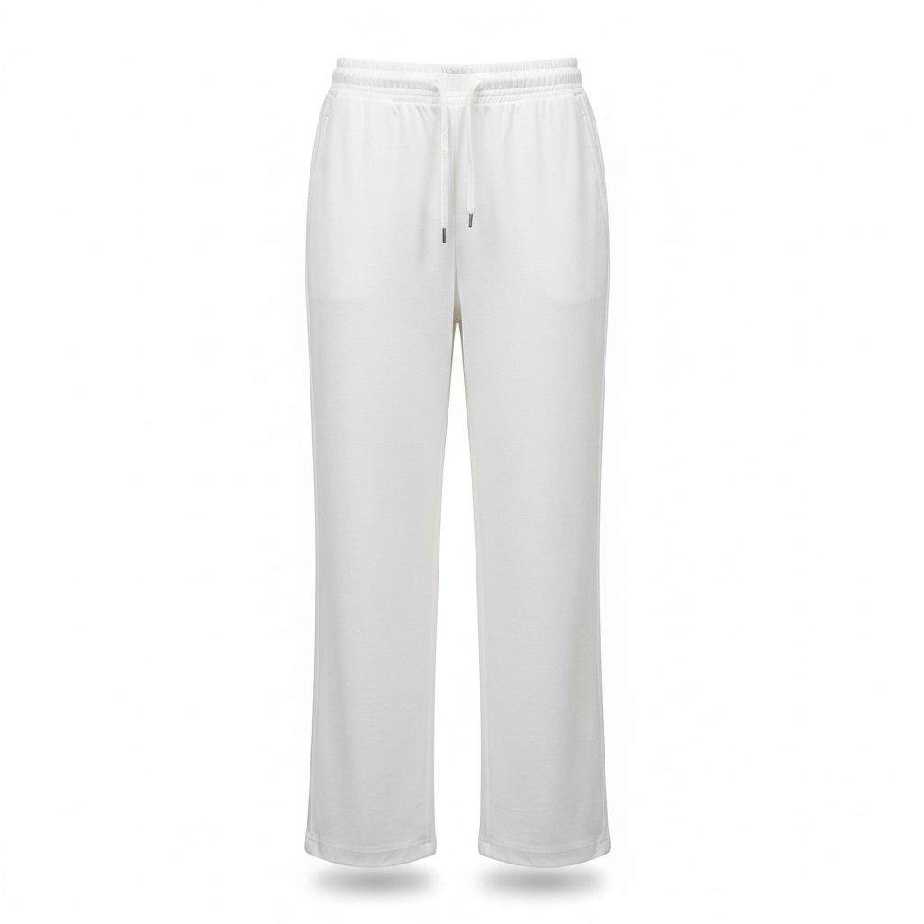 Women's White Wide-Leg Drawstring Lounge Trousers