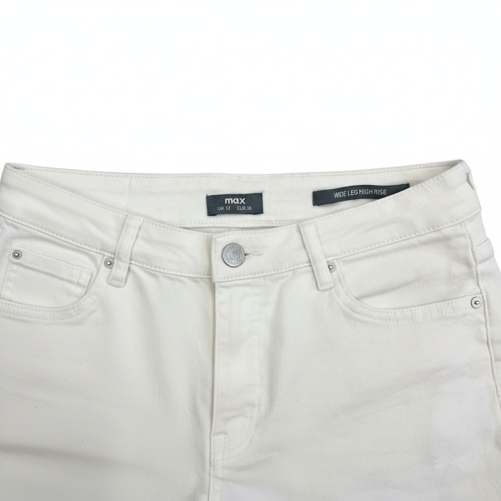 Unisex White Wide Leg Cotton Trousers