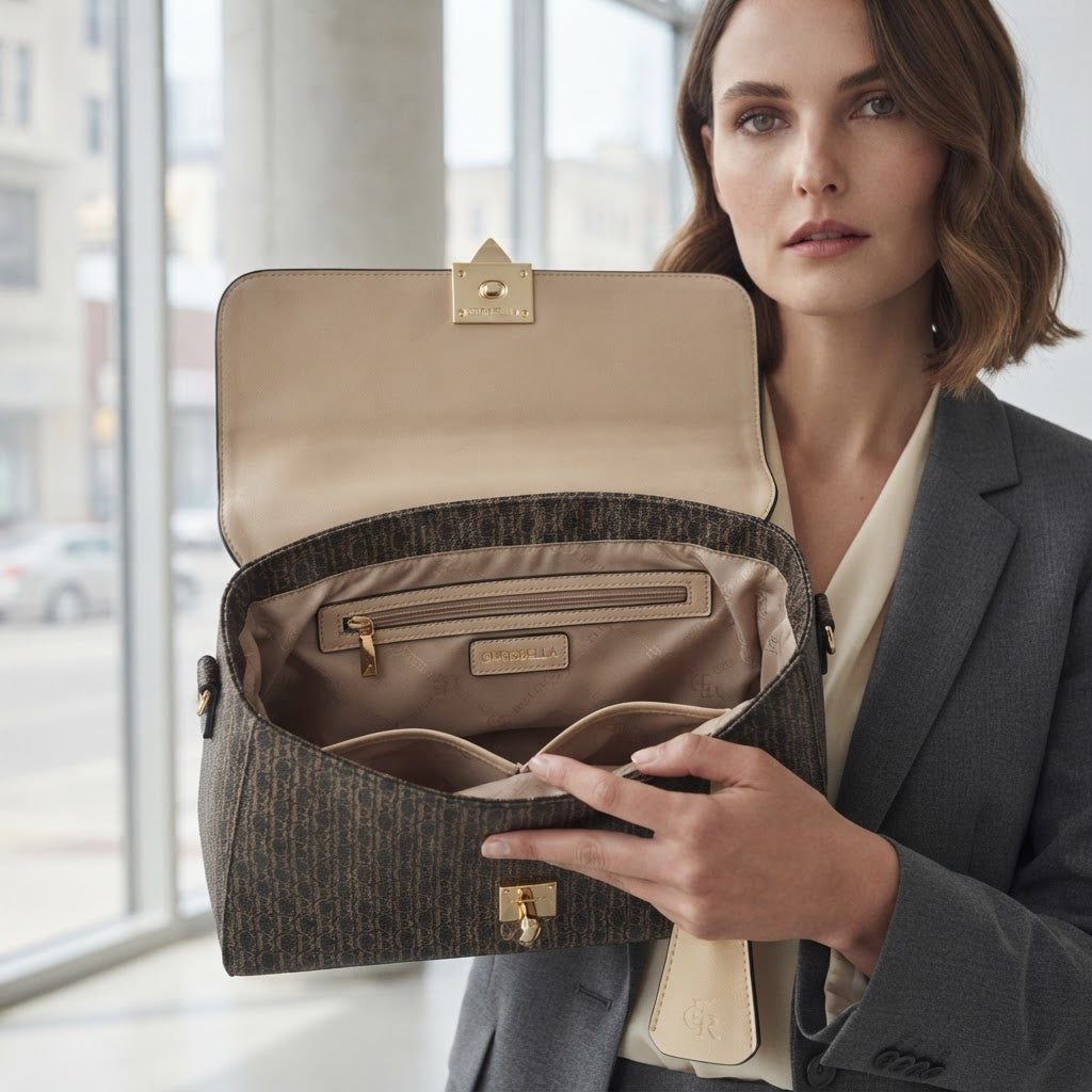 Chrisbella Monogram Top-Handle Flap Bag