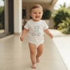 SHEIN White Infant T-Shirt with Rainbow Outline Bear Graphic