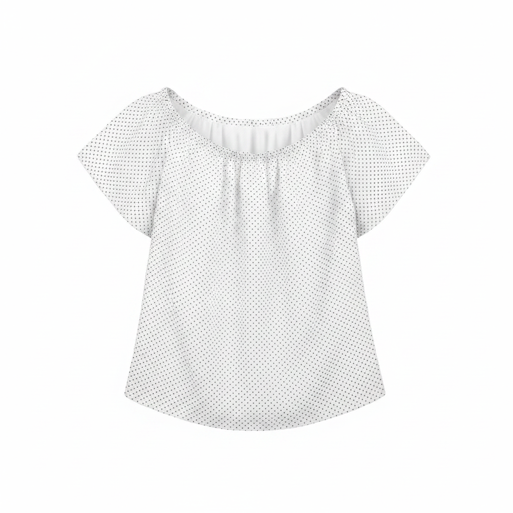Women's White Polka Dot Flutter Sleeve Blouse
