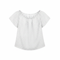 Women's White Polka Dot Flutter Sleeve Blouse