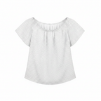 Women's White Polka Dot Flutter Sleeve Blouse