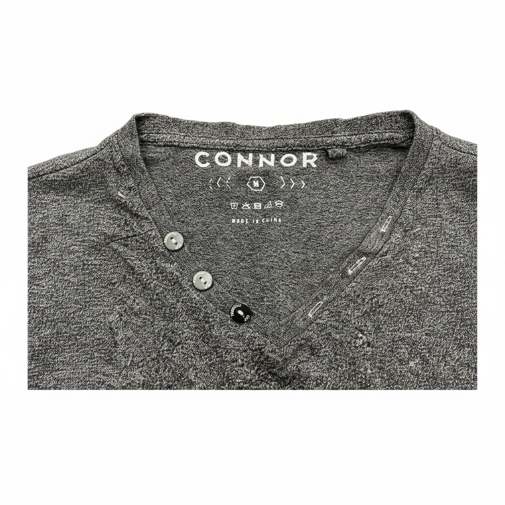 Connor Men's Grey Marle Graphic Henley T-Shirt - Size M