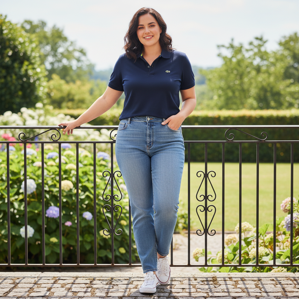 Women's Navy Blue Cotton Pique Polo Shirt