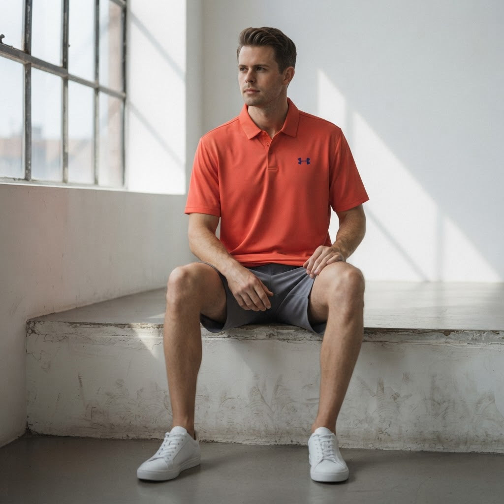Under Armour Orange-Red Performance Polo Shirt Short Sleeve